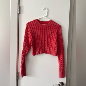 aerie cropped cable knit sweater